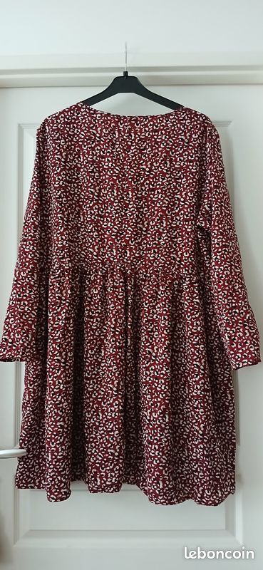 Jolie ROBE ROUGE A POIS T5052 MANCHES LONGUES (image 8)