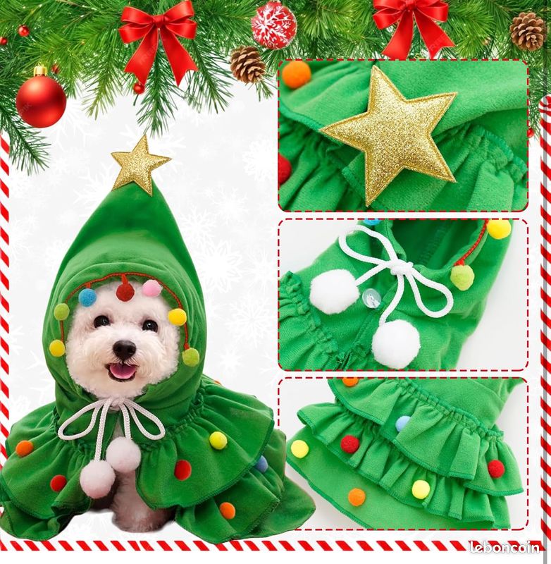 Déguisement Pour chien/chat sapin de Noël 🎄 Accessoires animaux