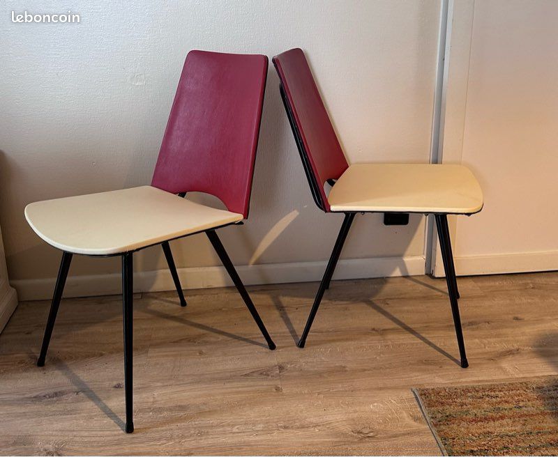 Deux chaises vintage 60 Skaï style Jaques Hitier (image 18)