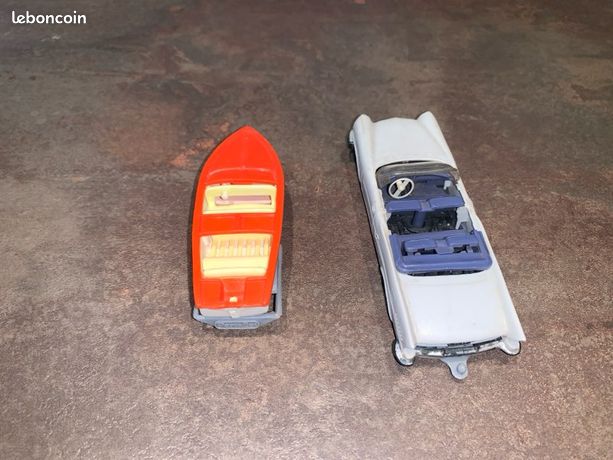 CHRYSLER NEW-YORKER VERT AVEC REMORQUE Porte Bateau Norev Plastique 1 43