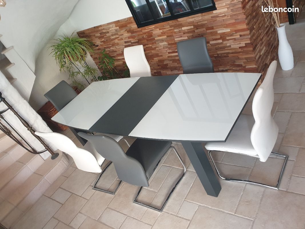 Table verre blanc (image 2)