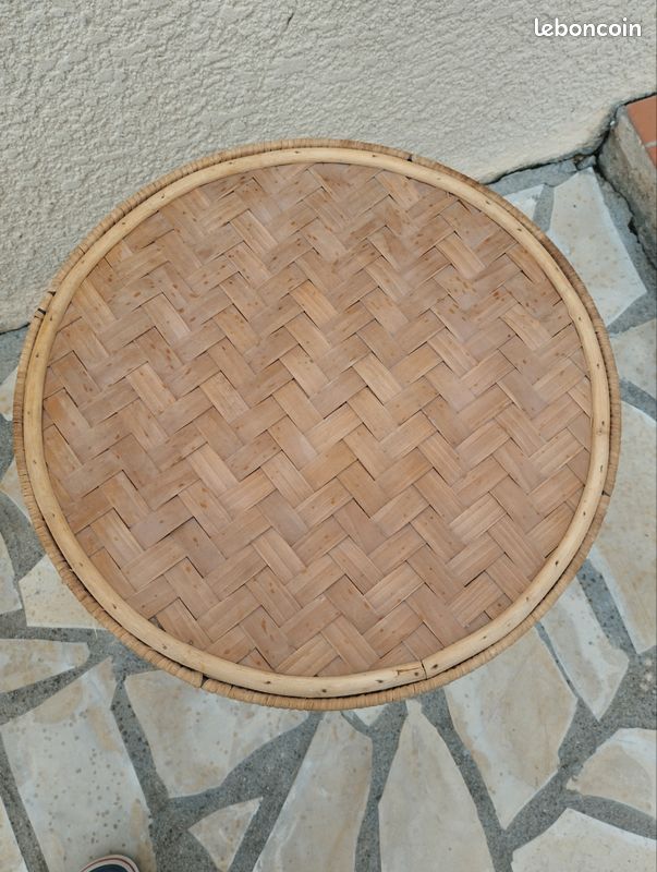 Guéridon fer et osier tressé Diamètre 45 cm, hauteur 63cm (image 3)