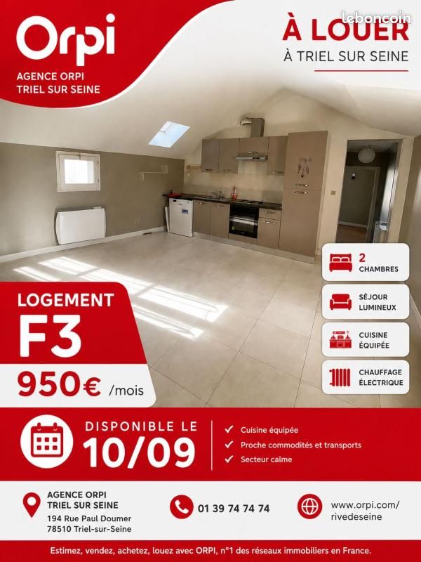 Appartement 3 pièces 53 m² · à Triel-sur-Seine · 53 m² · 950 €