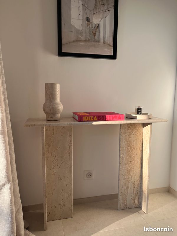 Console en marbre pierre de david beige style travertin (image 2)