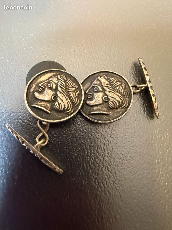 Bouton De Manchette Argent Massif