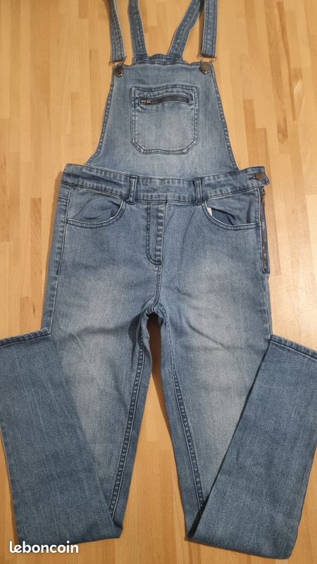 Salopette a Bretelles Skinny en Jean Kiabi Bleu Taille S (image 1)