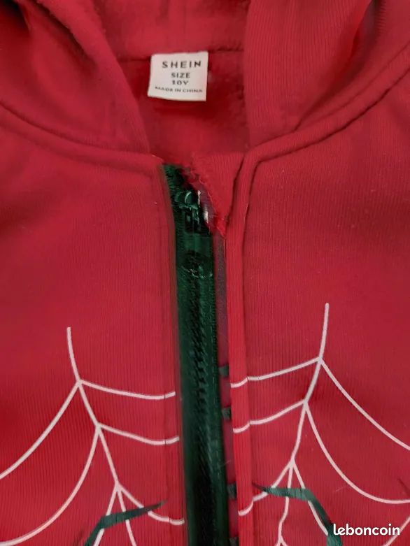 Sweat à Capuche Zippé Garçon Toile D’Araignée – Sweat Noir Streetwear Motif Géométrique Tendance