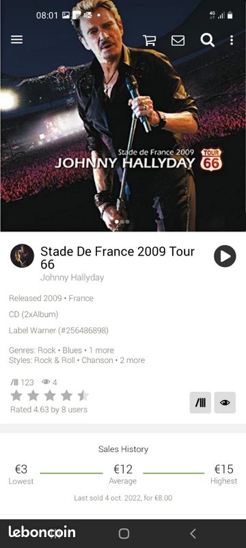 Exc état Lot 2 coffrets X 2 cd originaux JOHNNY HALLYDAY EN PUBLIC BERCY 1992 ET STADE DE FRANCE 2009 EN PUBLIC (image 9)