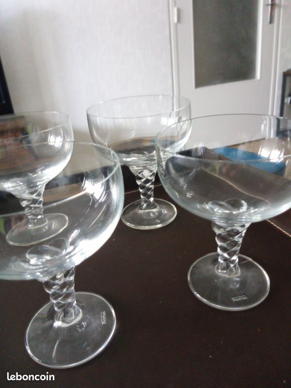Lot De 4 Verres à Cocktail Ancien Cristal Transparent - Excellent état