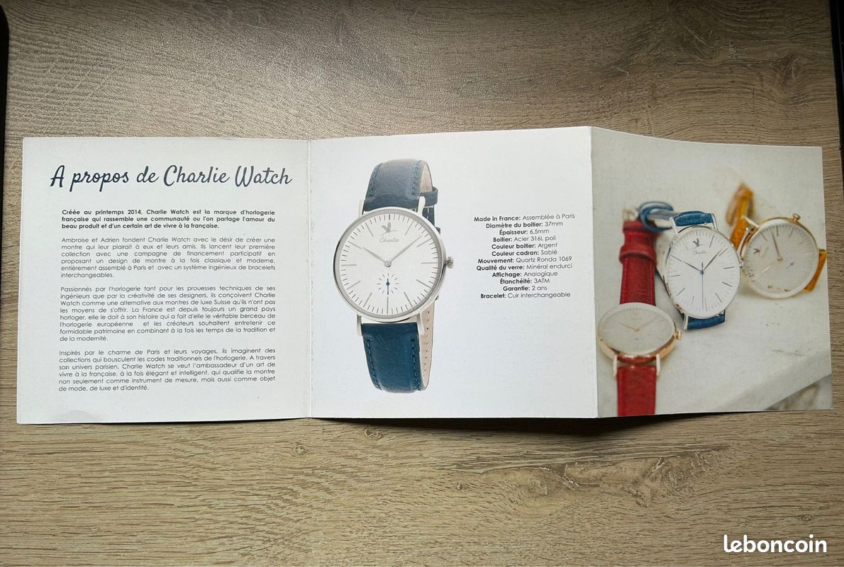 Montre Charlie Paris, modèle INITIAL cuir véritable marron (image 6)
