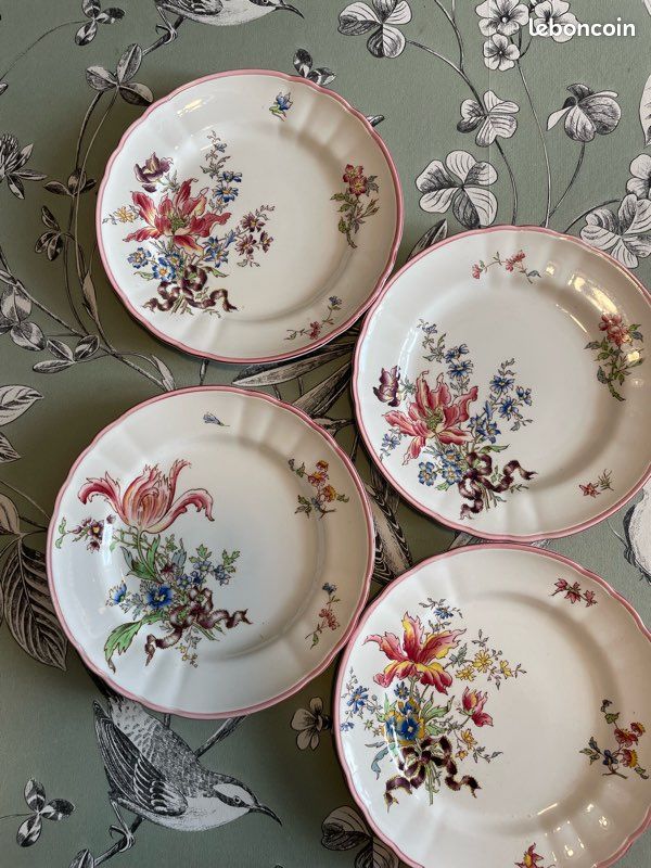 Assiettes à dessert anciennes Sarreguemines Strasbourg? Fin 19e début 20e (image 2)
