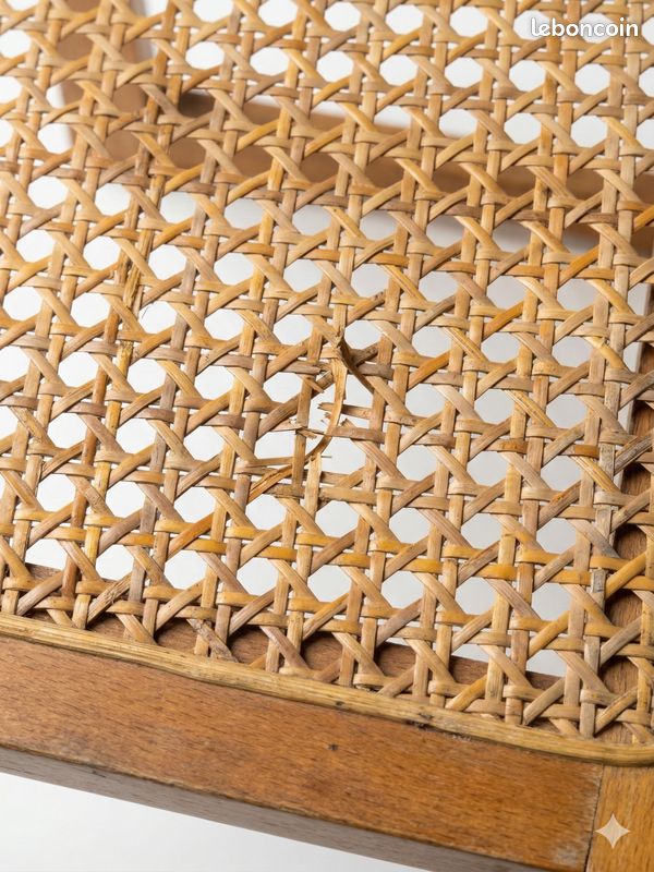 3 chaises pliantes vintage bois cannage 1970 (image 7)
