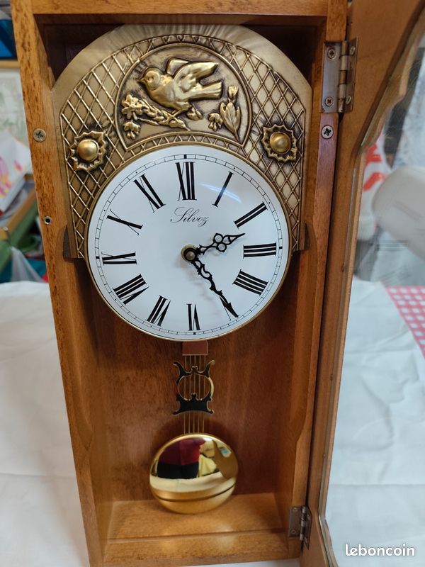 Horloge Murale Chouette Bleue – Avec Balancier – Style Traditionnel