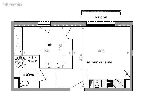 Appartement 2 pièces 34 m² · à Darnétal · 34 m² · 530 €/mois