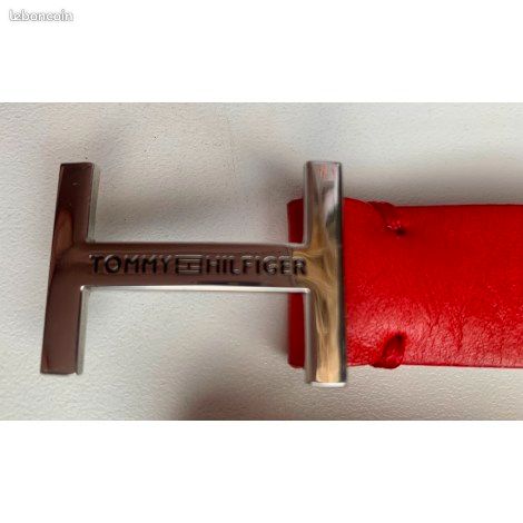Tommy Hilfiger ceinture cuir rouge boucle H (image 3)