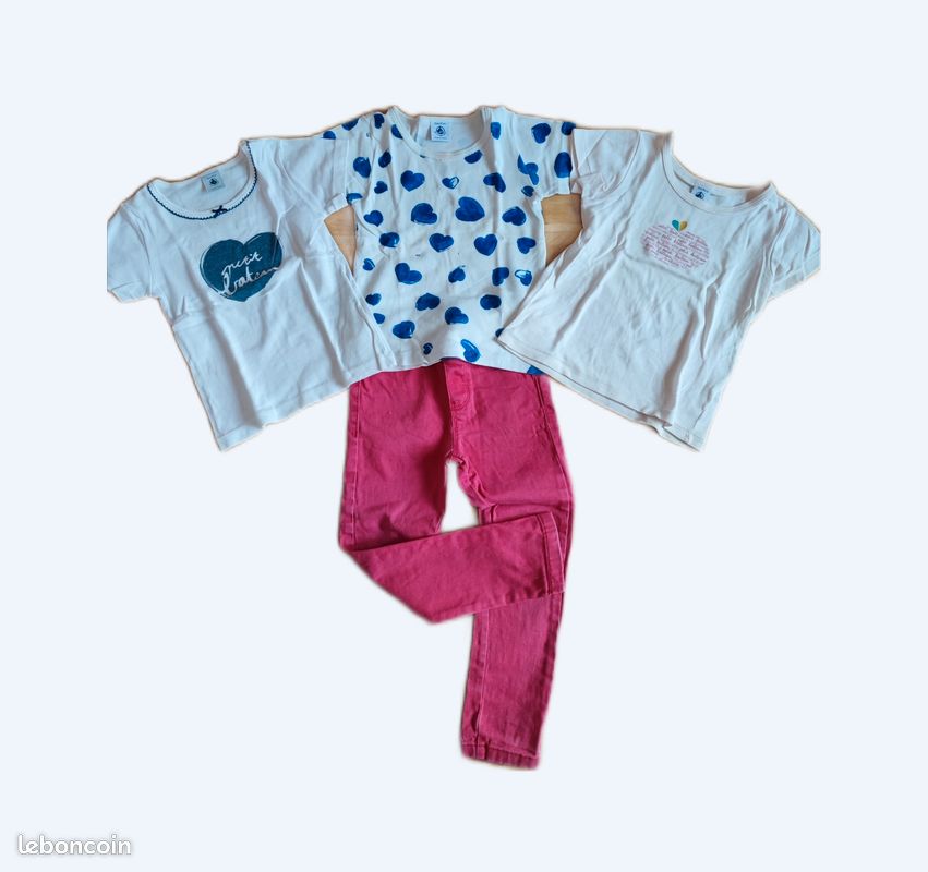 t shirt petit bateau et un pantalon fille ans Vêtements