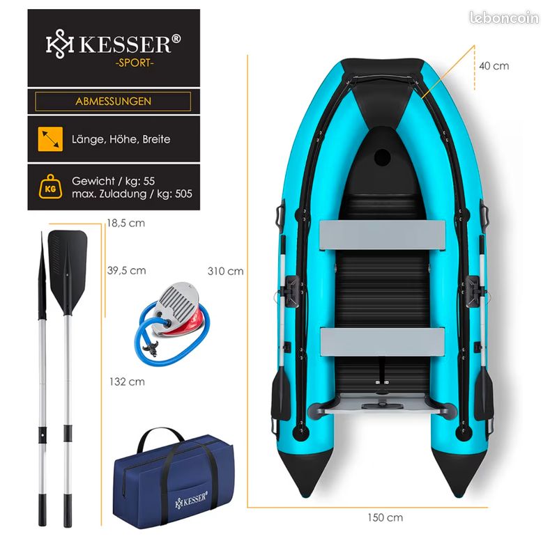 Test du bateau pneumatique KESSER Wave 3, 20 m pour 4 personnes