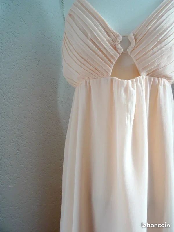Neuve Robe longue Empire voilage rose abricot Cérémonie Mariage Demoiselle Honneur - H&M - M/L (image 3)