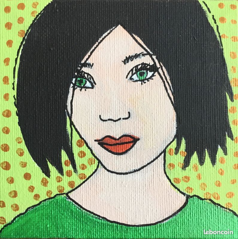 Portraits à l’acrylique sur petite toile 10 x 10 cm (image 1)
