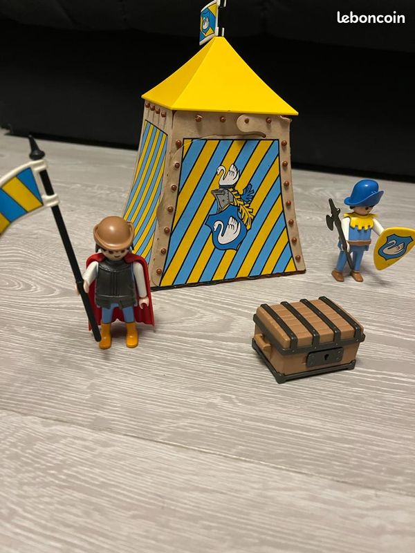 Toile Et Support Pour Tente Chevalier PLAYMOBIL Moyen-Âge - Ref 3654 - Occasion, état Correct - Voir Photos