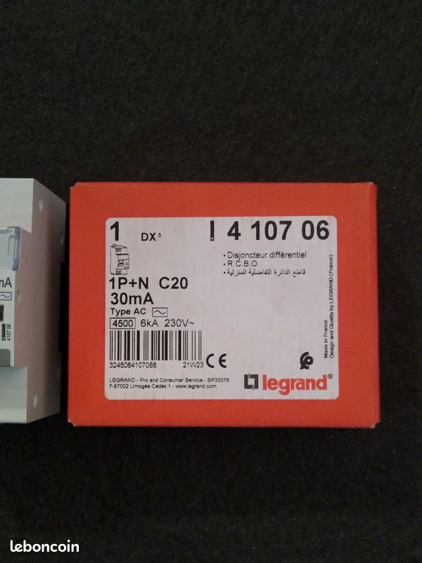 Disjoncteur Différentiel Legrand DX³ 20A 30mA Type AC Courbe C 1P+N – Protection Fiable 4500