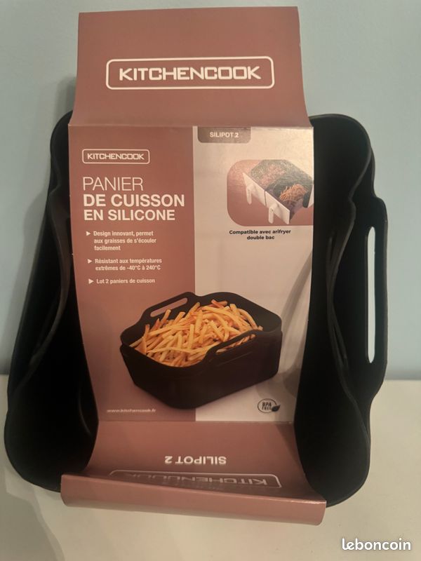 Paniers Silicone Friteuse Air - Lot De 2 - Antiadhésif, Résistant Chaleur - Compatible COSORI 6,2 L NA230 - Gris