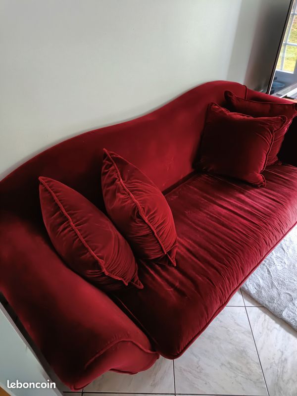 Canapé velours rouge (image 3)