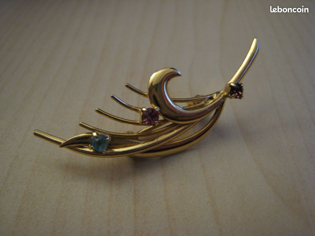 Broche Dorée Avec Pierres - Occasion - Style Vintage