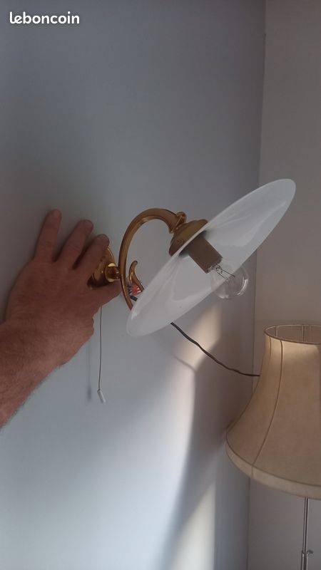 Applique Murale Liberty En Laiton Et étoffe Blanche - Deux Lumières, Made In Italy