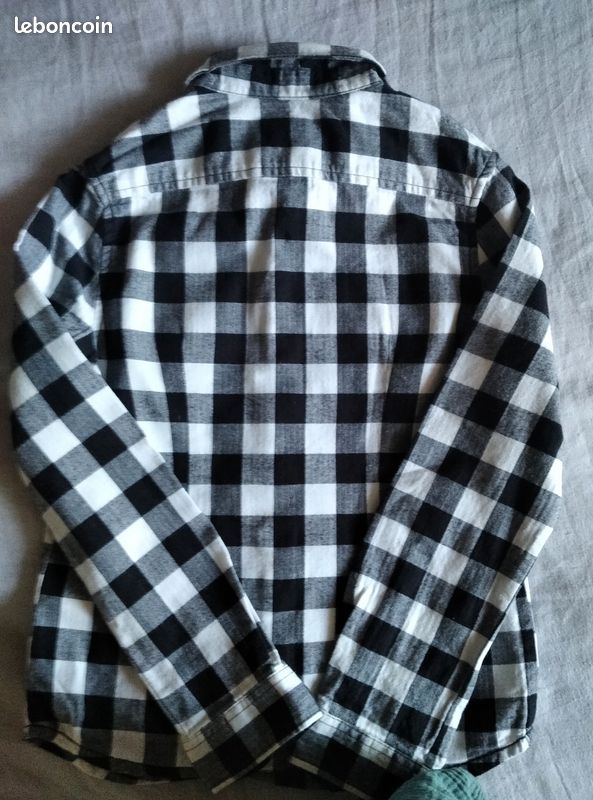 Chemise IKKS Garçon 8 Ans - Carreaux Rouges, écussons Au Dos - 100% Coton - Occasion Très Bon état