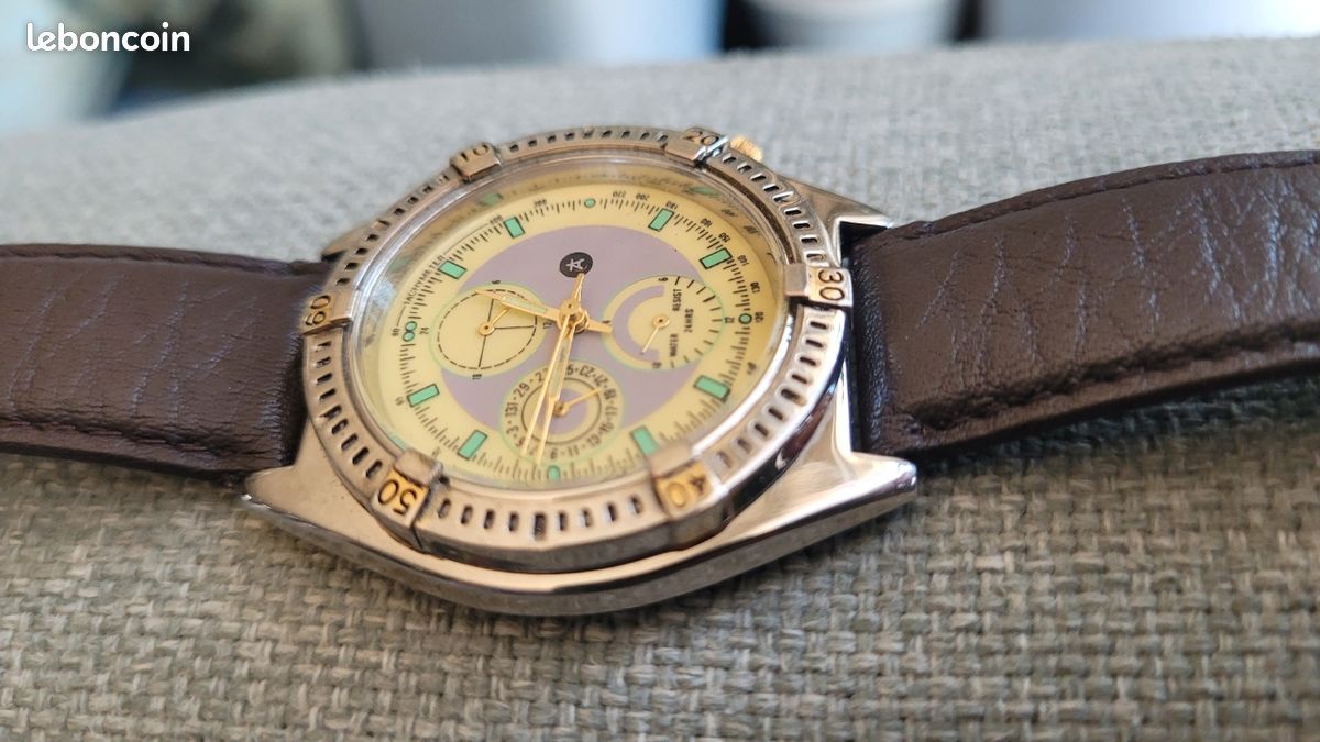 Montre Mécanique Vintage - Cadre Carré Argenté/doré - Mouvement Manuel - Bracelet Cuir - Style Art Déco - Pour Homme