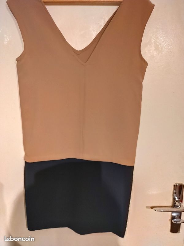 Robe bicolore Mango Suit beige et noir (image 1)