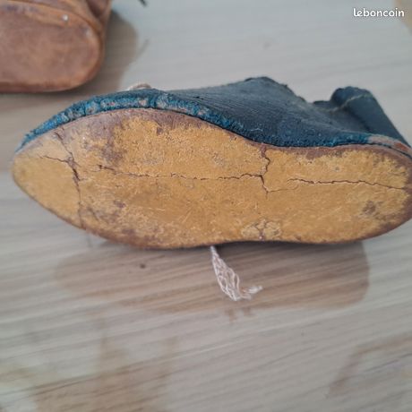 Chaussures en cuir pour poupée ancienne~Kestner Jumeau Bru Jne