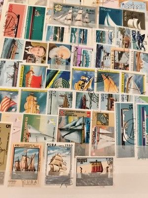 Timbres poste bateaux voiliers thématiques lot oblitérés philatélie (image 1)