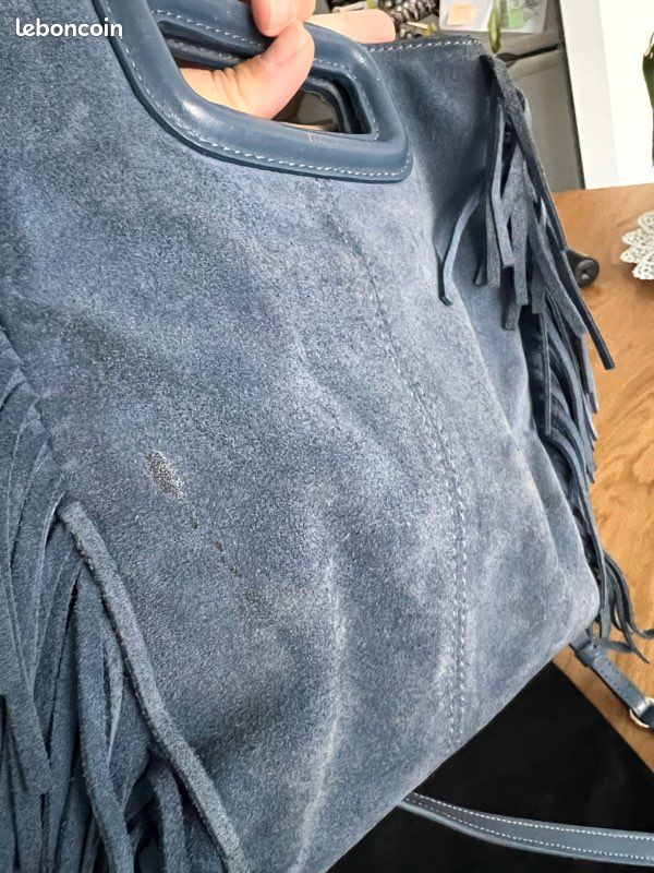Sac M Maje en cuir suède bleu Accessoires Bagagerie