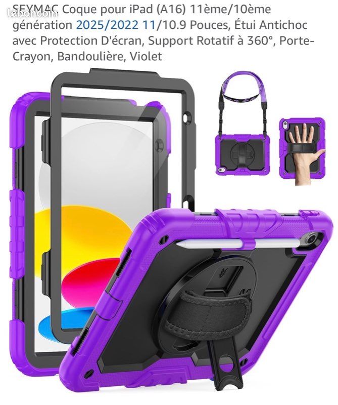 NLR FUN Coque Pour Enfants Pour IPad, Housse Antichoc Pour IPad A16 11" ( 2025) / IPad 10,9" 10e Génération (2022), Étui De Protection Complet Léger Avec Poignée/Support Pliable (Bleu + Vert