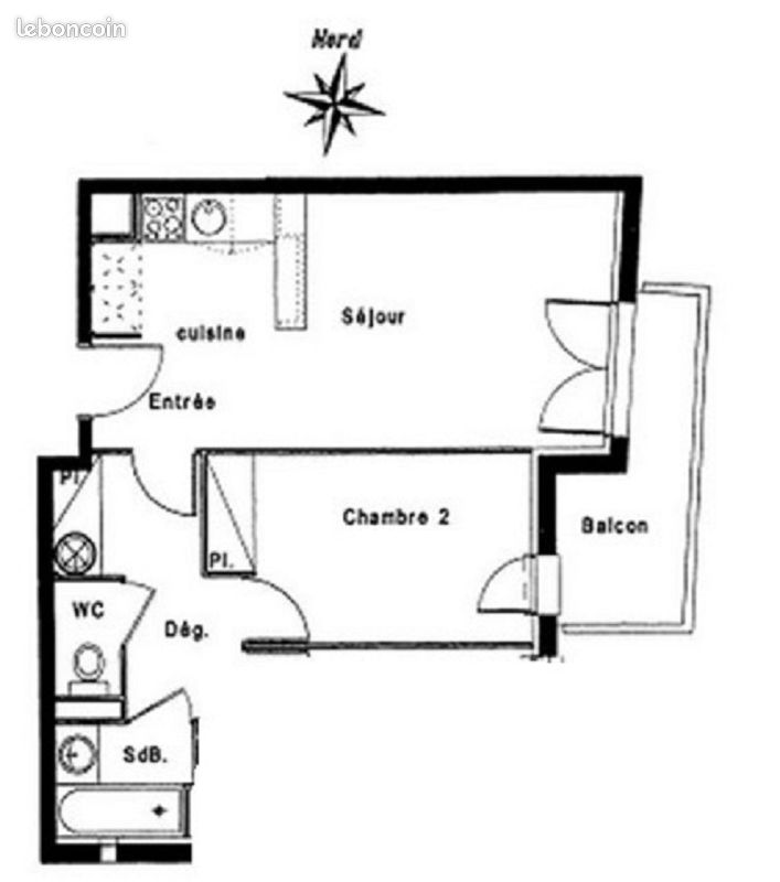 Appartement 2 pièces 45 m² · à Toulouse · 45 m² · 1 100 €/mois