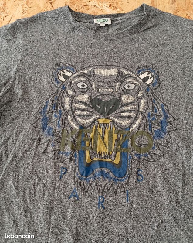T-shirt maillot imprimé Kenzo pur vintage Rare gris (image 2)