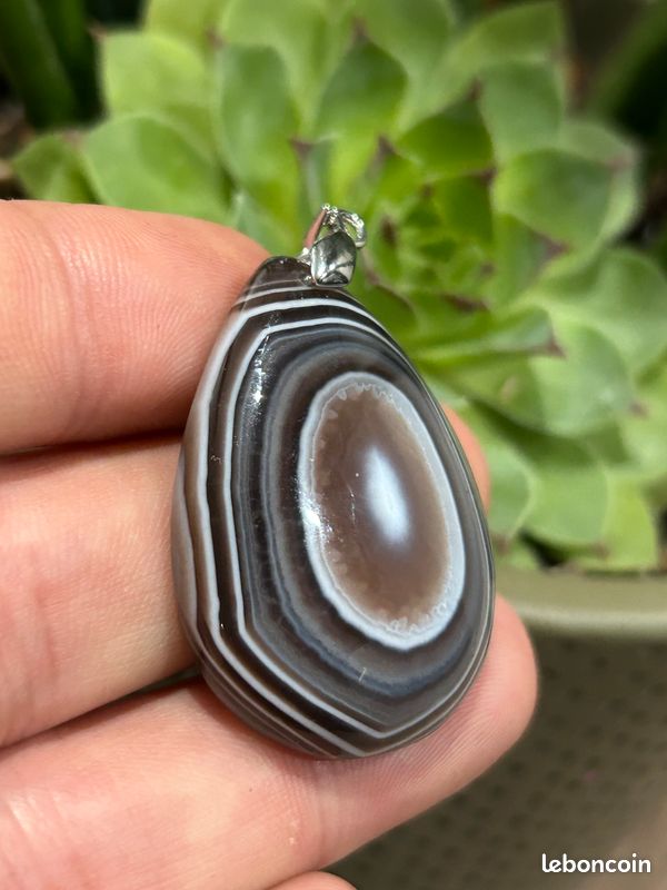 Bijou Pendentif Forme Goutte , Agate Botswana 80 carats / 16 Gr - 39 mm x 29 mm - Pierres naturelles (image 2)