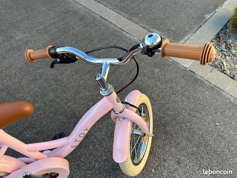 Vélo Enfant 14 Pouces Rétro – De 3 à 7 Ans, Hauteur Réglable, Roues Stabilisatrices, Panier Et Siège Arrière