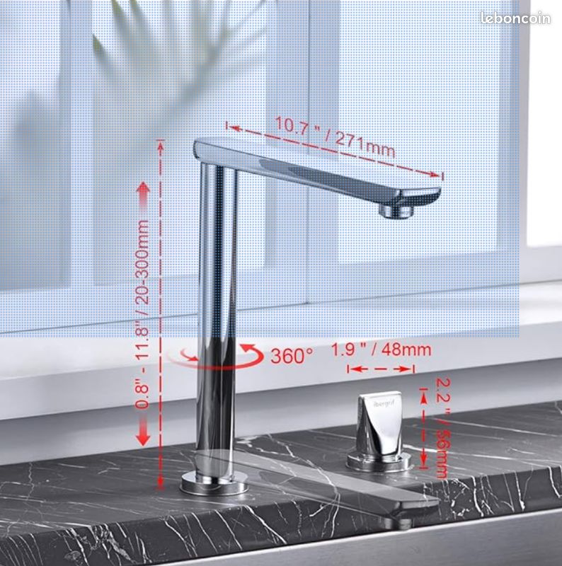Evier inox et Mitigeur à bec haut rétractable (ensemble ou séparément) (image 5)