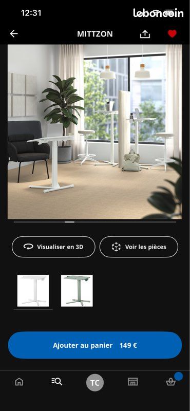 Mittzon ikea bureau assis debout blanc table ordinateur roulettes (image 6)