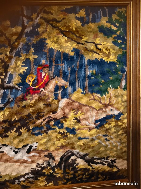 Authentique Français Tapisserie Grand Mur accroché vintage