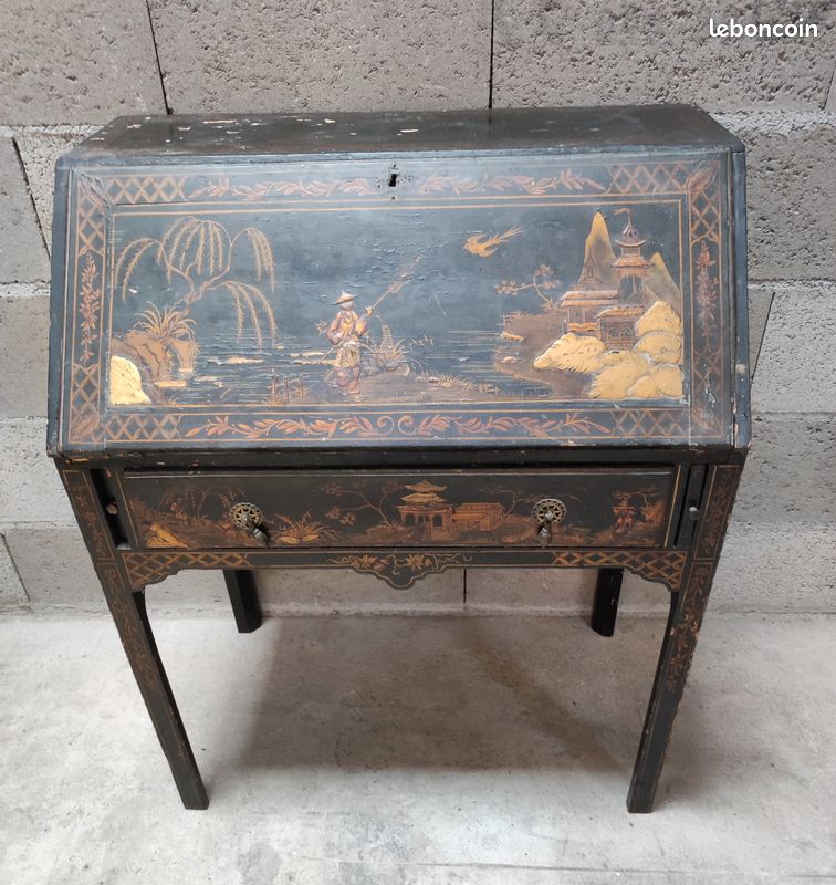 Secrétaire ancien rénové – style vintage / bohème – pièce unique - Ameublement