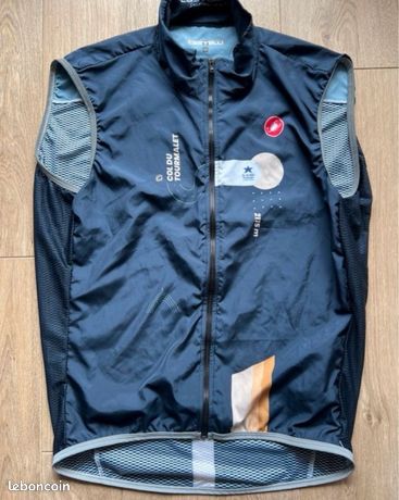 Gilet Cycliste Castelli Noir - Taille L - Sans Manches, Quart Zip, Faux Col - Occasion