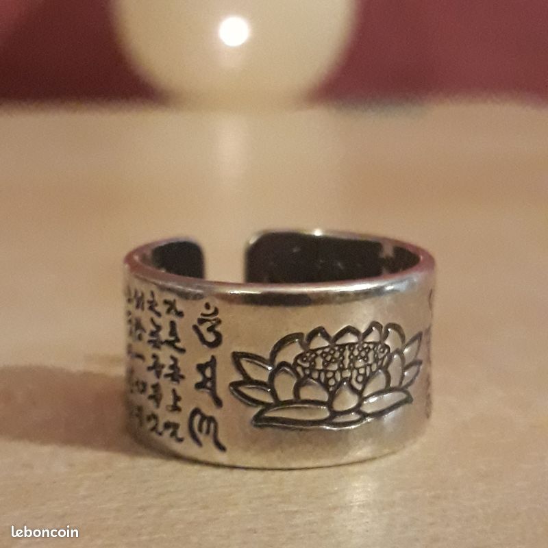 Bague Lotus et Mantra Bouddhiste Argent 990 (image 3)