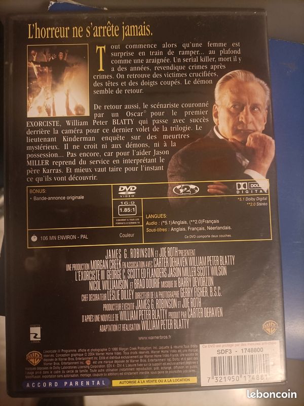 DVD l'exorciste 3 (image 2)