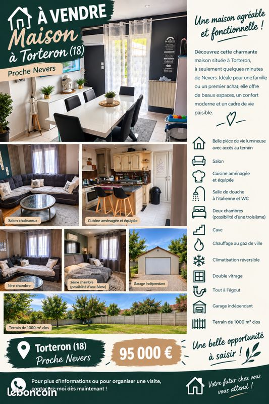 Maison 4 pièces 90 m² · à Torteron · 90 m² · 95 000 €