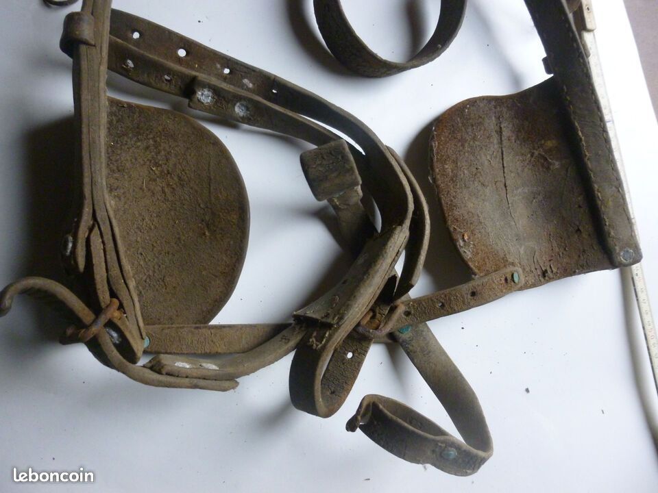 Lot Pièces équitation: œillères Cuir Et Mors, Pour Récupération