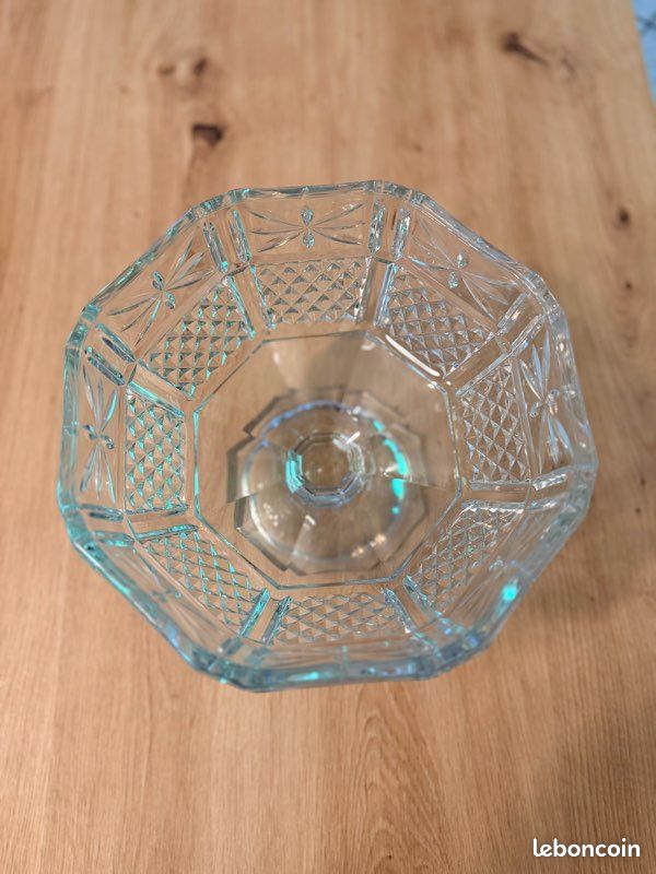 Coupe à fruits sur pied en verre ciselé style cristal - Très bon état (image 3)